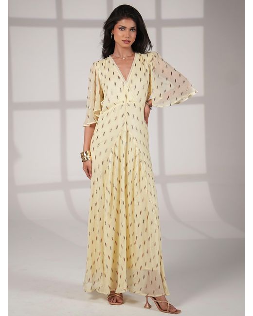 Rose & Nancy Natural Neutrals Talia Lemon Sparkle Maxi Dress
