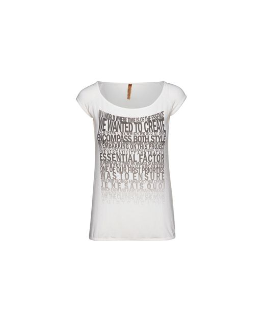 Conquista White Cap Sleeve Print Top