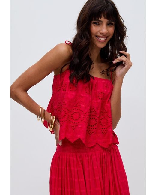 Raffya Rufa Spaghetti Strap Embroidered Cami