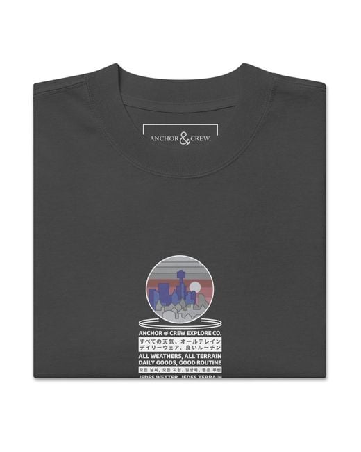 Anchor and Crew Black Faded City Drive Explore Co. Oversized Cotton T-Shirt