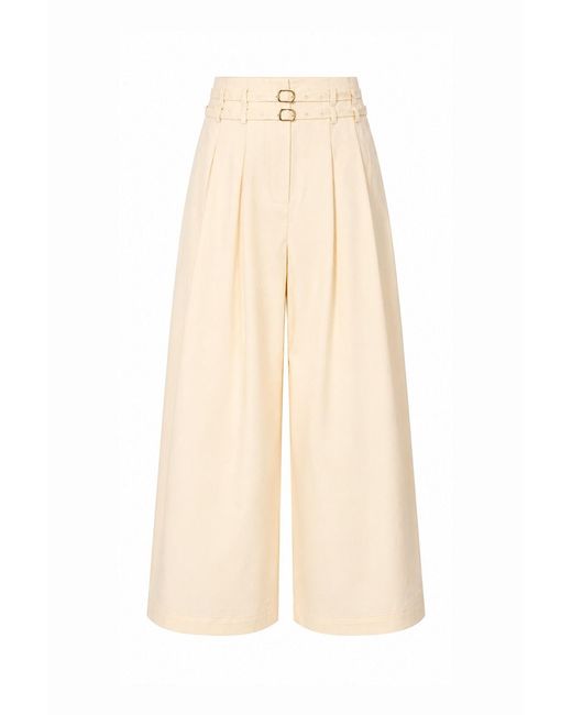 Exquise Natural Neutrals Mckenna Belted High Waisted Pleated Pants