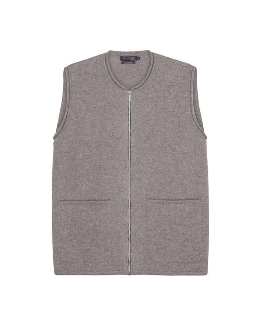 Paul James Knitwear Gray Neutrals Lambswool Larkspur Knitted Gilet
