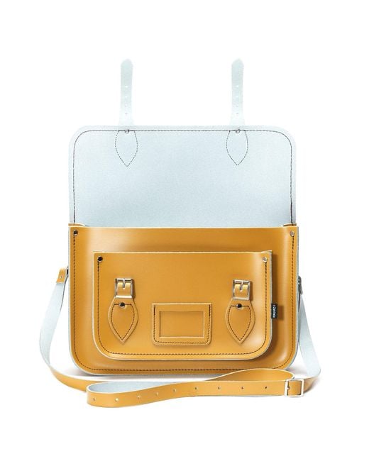 Zatchels Metallic Handmade Leather Large Crossbody Laptop Satchel