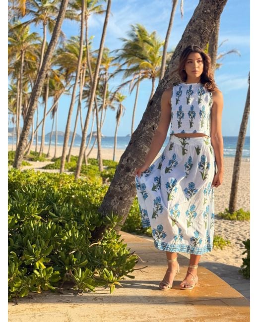 Bindu Blue Brigitte Top. Blossom