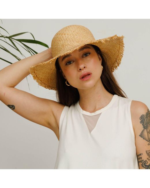 Justine Hats Natural Neutrals Wide Sun Straw Hat For