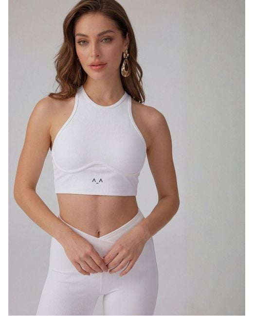 Altra Volta White Halter Ribbed Top
