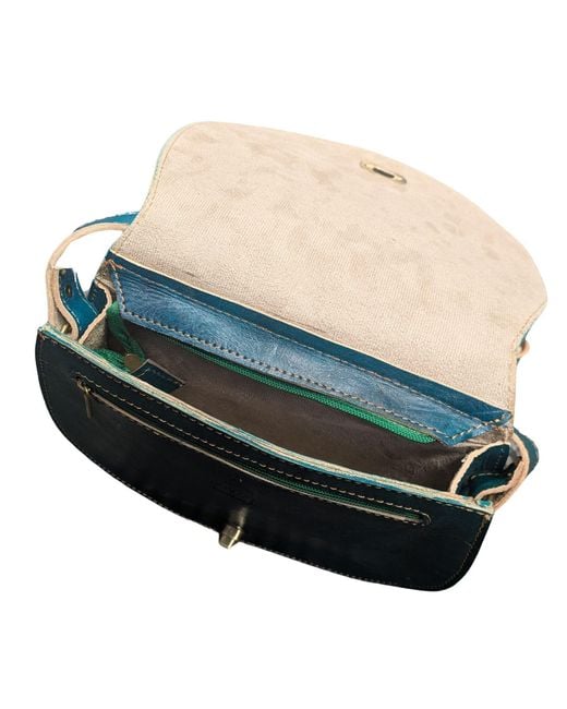 Berber Leather Green The Temara Embossed Saddle Bag for men