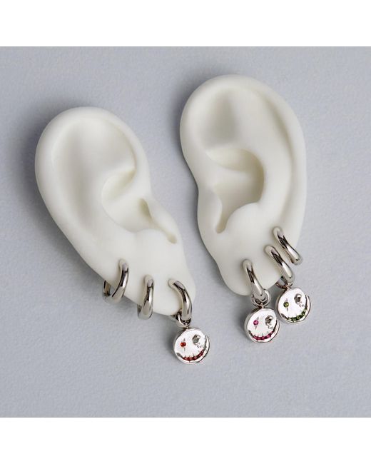 Kasun Metallic Smile Hoop Earrings – March – Aquamarine –