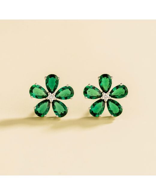 Juvetti Green Florea Earrings Emerald & Diamond