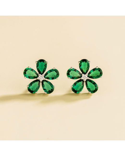 Juvetti Green Florea White Gold Earrings Emerald & Diamond