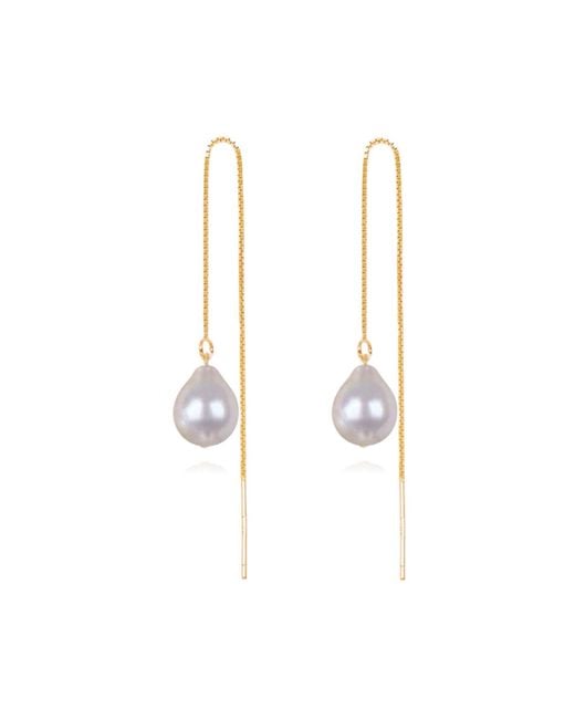 Ninemoo Metallic Sweet Hue Pearl Threader Earrings