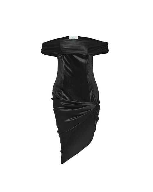 Maison sél Black Off Shoulder Velvet Dress –