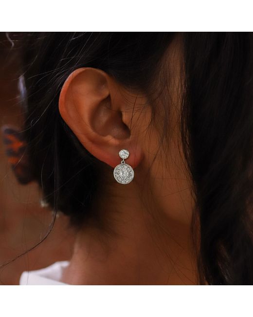 Luna Charles Metallic Aruna Sun Coin Drop Earrings