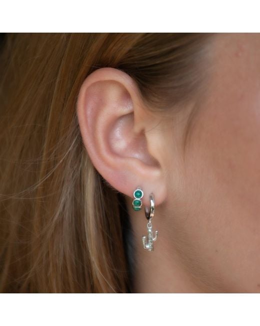 Scream Pretty Green Malachite Cabochon Huggie Hoop Earrings