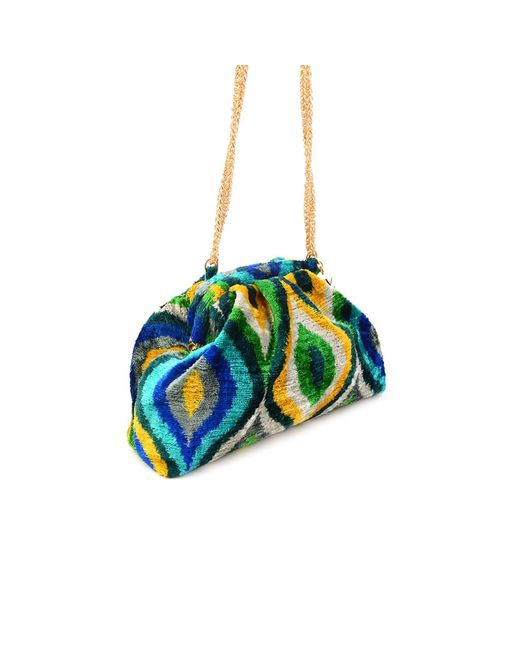 SJW BAGS LONDON Blue Victoria Ikat Mini Pouch Bag
