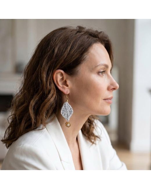 Hilo De Mar Blue Leaf Earring With Charms