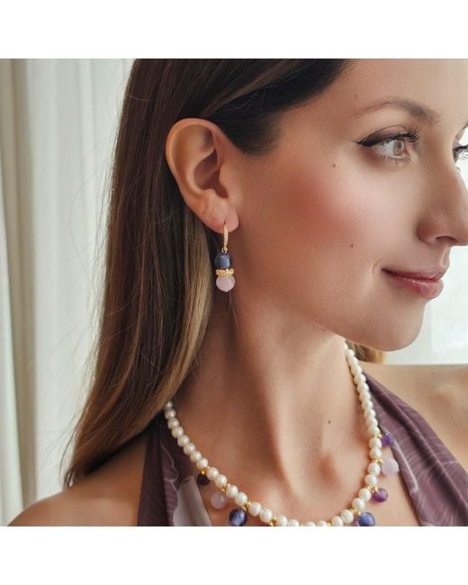 Farra Blue Amethyst With Berry Dangle Earrings