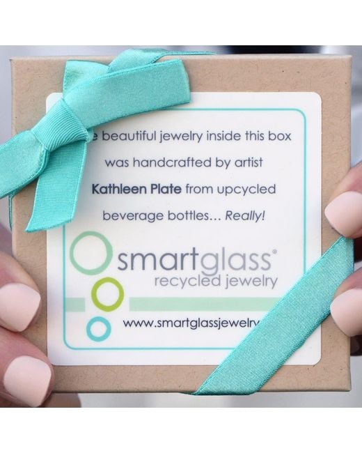 Smart Glass Jewelry Blue Recycled Sake Bottle Cube Ring Periwinkle