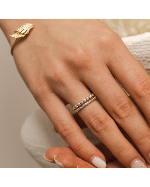 BLOOMTINE | Earth Angel HQ Metallic Illuminess Premium Vermeil Moissanite Combi Ring