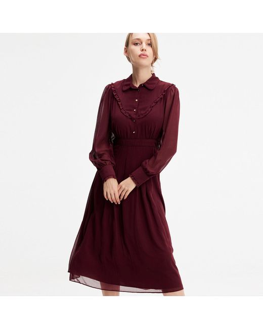 Smart and Joy Purple Mousseline Blouse-dress