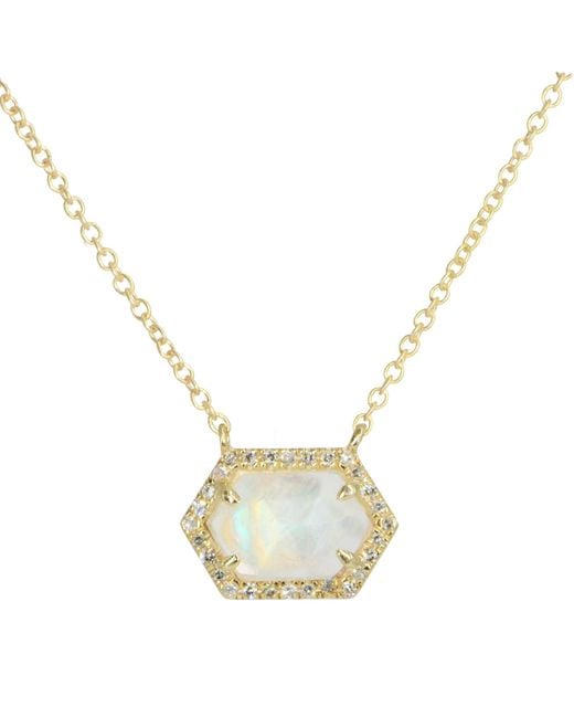 KAMARIA Metallic Moonstone Hex Necklace With Diamonds