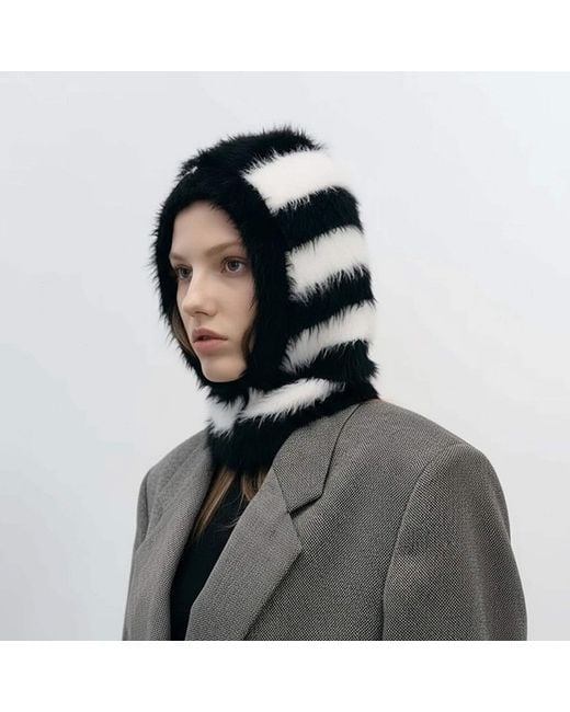 London Atelier Byproduct Black Striped & Striped Fuzzy Balaclava