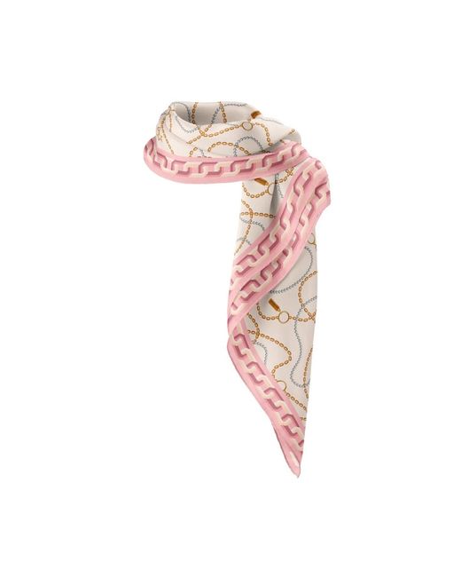 Le Parmentier Pink Heritage Chain And Pearls Silk Square Scarf