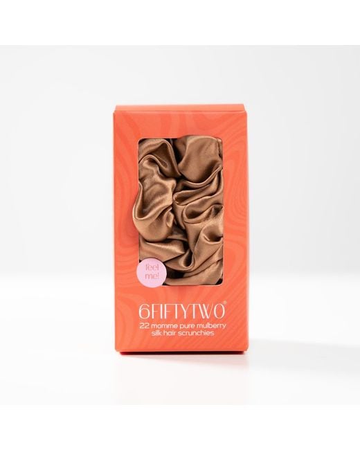 6Fiftytwo® Brown Neutrals Pure Mulberry Classic Silk Scrunchies