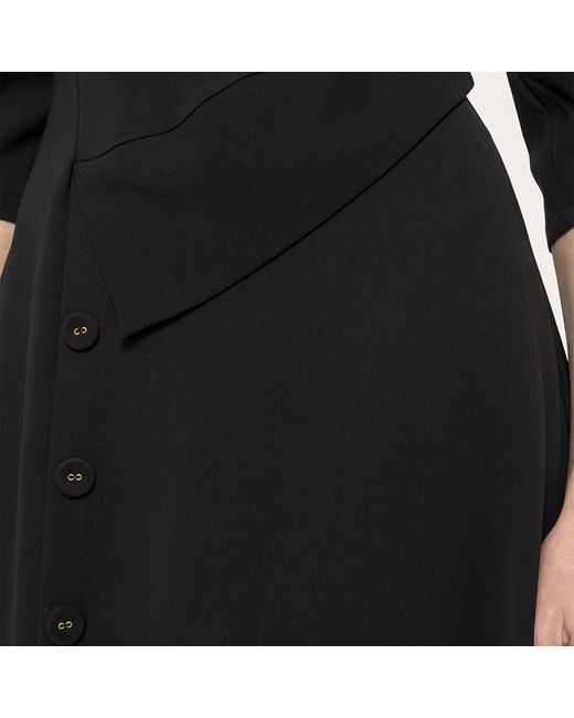 Nissa Black Button-Detail Midi Dress