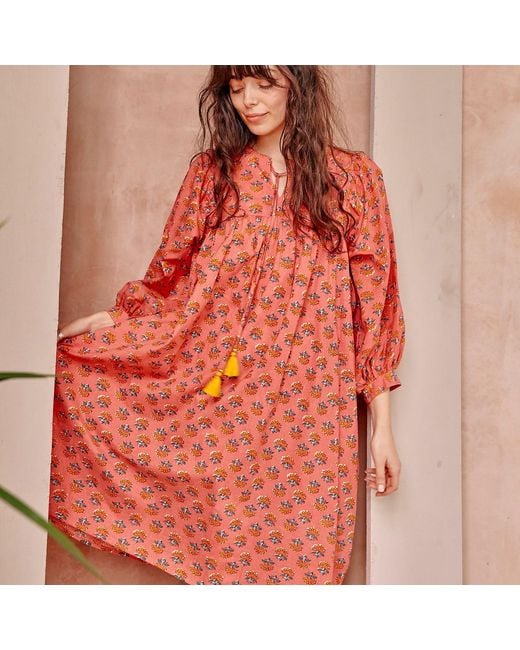 LAtelier London Red Tara Floral Midi Dress