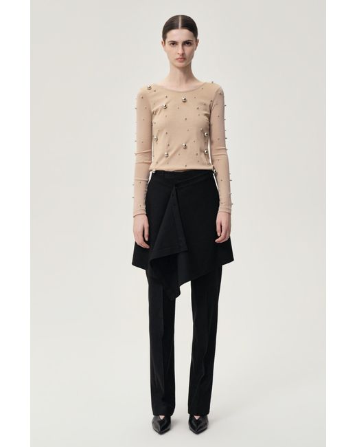 FRONT ROW SHOP Black Layered Skirt Trousers