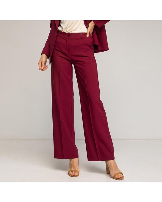 Tantra Spain Sl Red Straight-Cut Dress Trousers With Waistband, Burgandy
