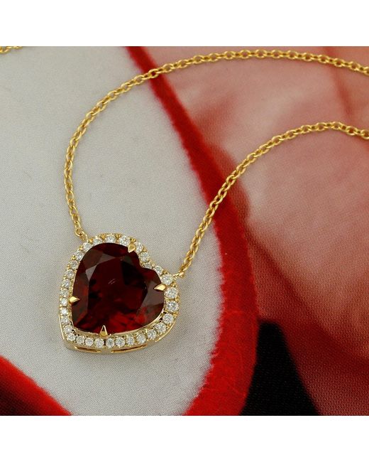 Artisan White Garnet & Diamond Heart Pendant Necklace