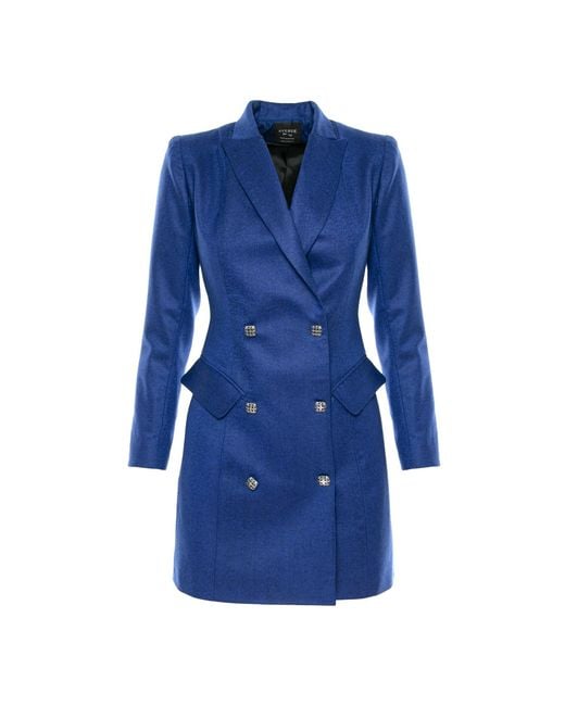 AVENUE No.29 Blue Double Breasted Wool Blazer Dress
