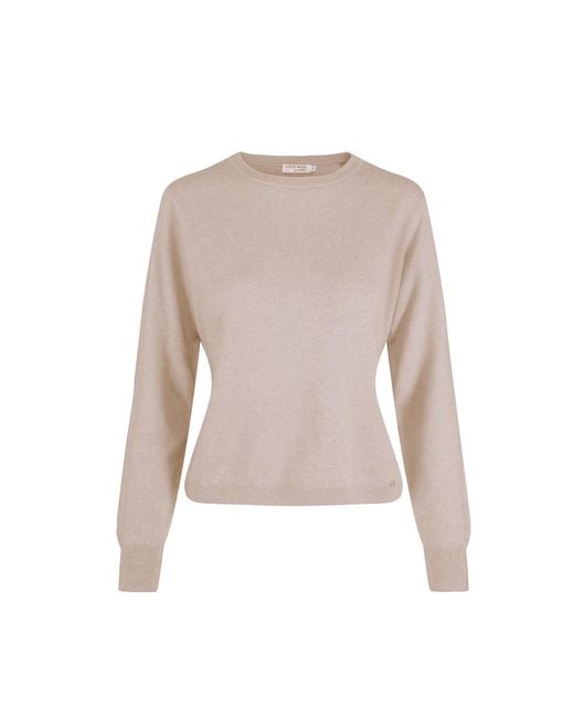 tirillm Natural Neutrals Sasha Basic Cashmere Pullover With Round Neck, Light Melange