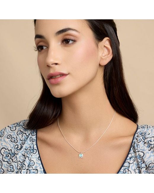 Isla Silver Blue Sterling Opal Heart Pendant Necklace