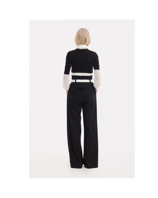 Julia Allert Black Flared Pants With Corset Waistband