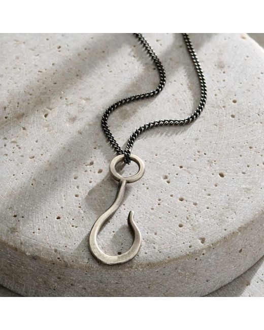 Posh Totty Designs Black Oxidised Sterling Hook Necklace for men
