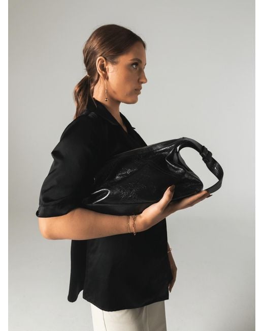 Orange Cube Black Ruched Shoulder Bag