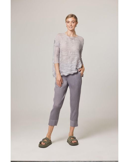 Wild Cosmos Gray Natalia Plissé Satin Tapered Crop Pant