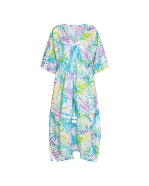 NoLoGo-chic Blue Embellished Cotton Kaftan Dress