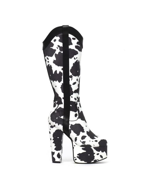 Lamoda Black Cowgirl Platform Knee High Boots