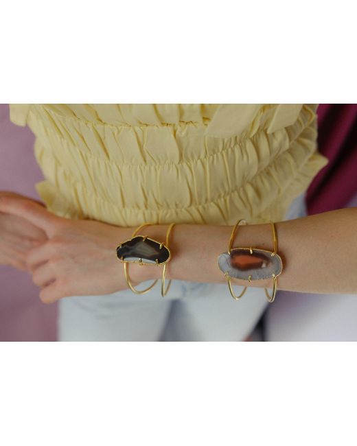 YAA YAA LONDON Metallic Caramel Gemstone Summer Love Cuff Bracelet