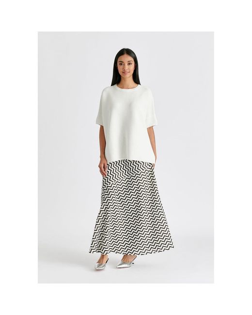 Paisie White Short Sleeve Ribbed Jumper