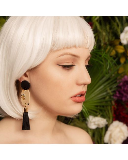 Babaloo Blue Leopard Tassel Earrings