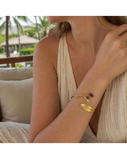 Mother Nature Jewelry Metallic Leaf Bracelet, Handmade Statement Cuff