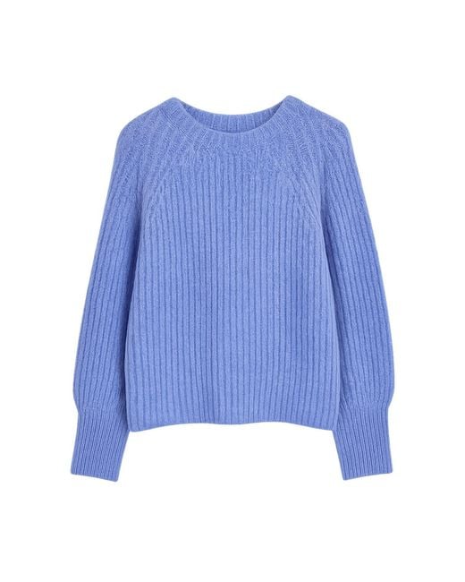 Yumi' Blue Knitted Relax Fit Jumper