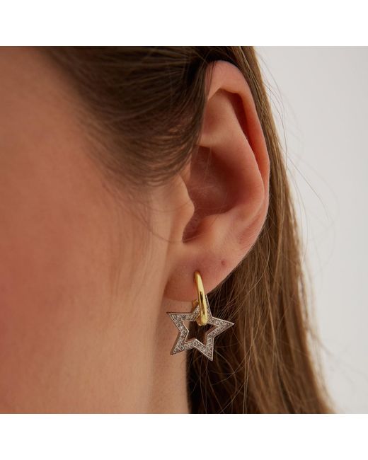 Spero London Metallic Sterling Star Hoop Earring