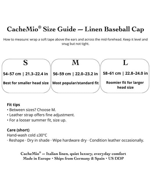 Cachemio Blue Minimalist Linen Baseball Cap for men