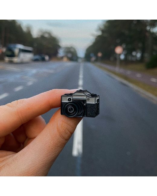 Make Heads Turn Black Enamel Pin Film Camera
